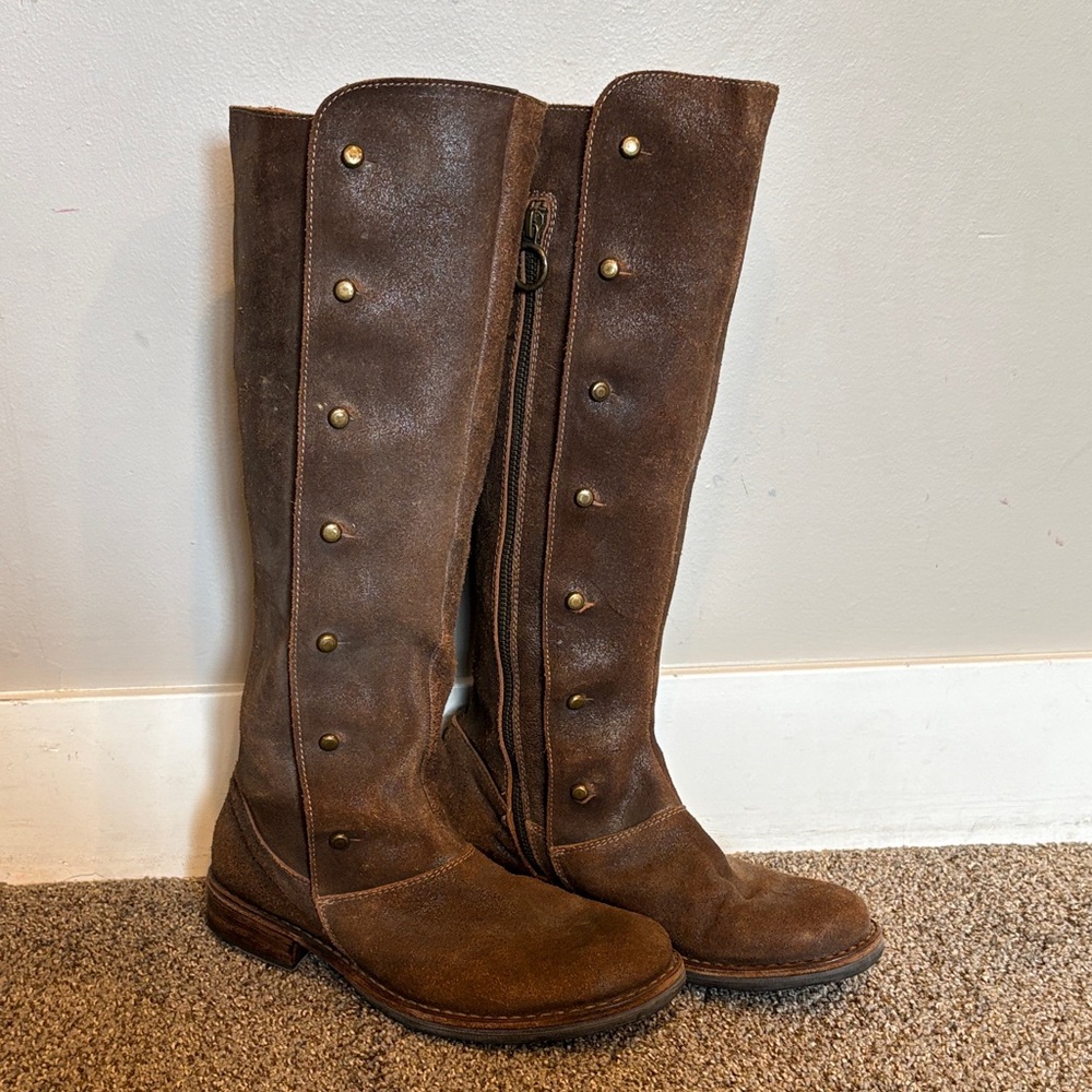 Fiorentini + Baker Brown Suede Knee-High Studded Boots